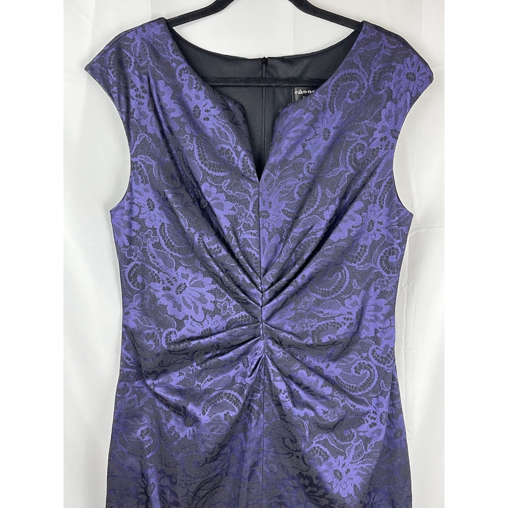 Connected‎ Apparell Violet Black Floral Whimsigoth Jacquard Sheath Dress Size 14